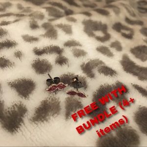 Baby Pink Glittery Mustache Earrings Studs Jewelry